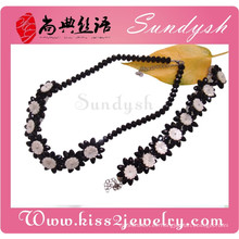 Joyas de fiesta Classics Black Rose Flower Necklace Bracelet